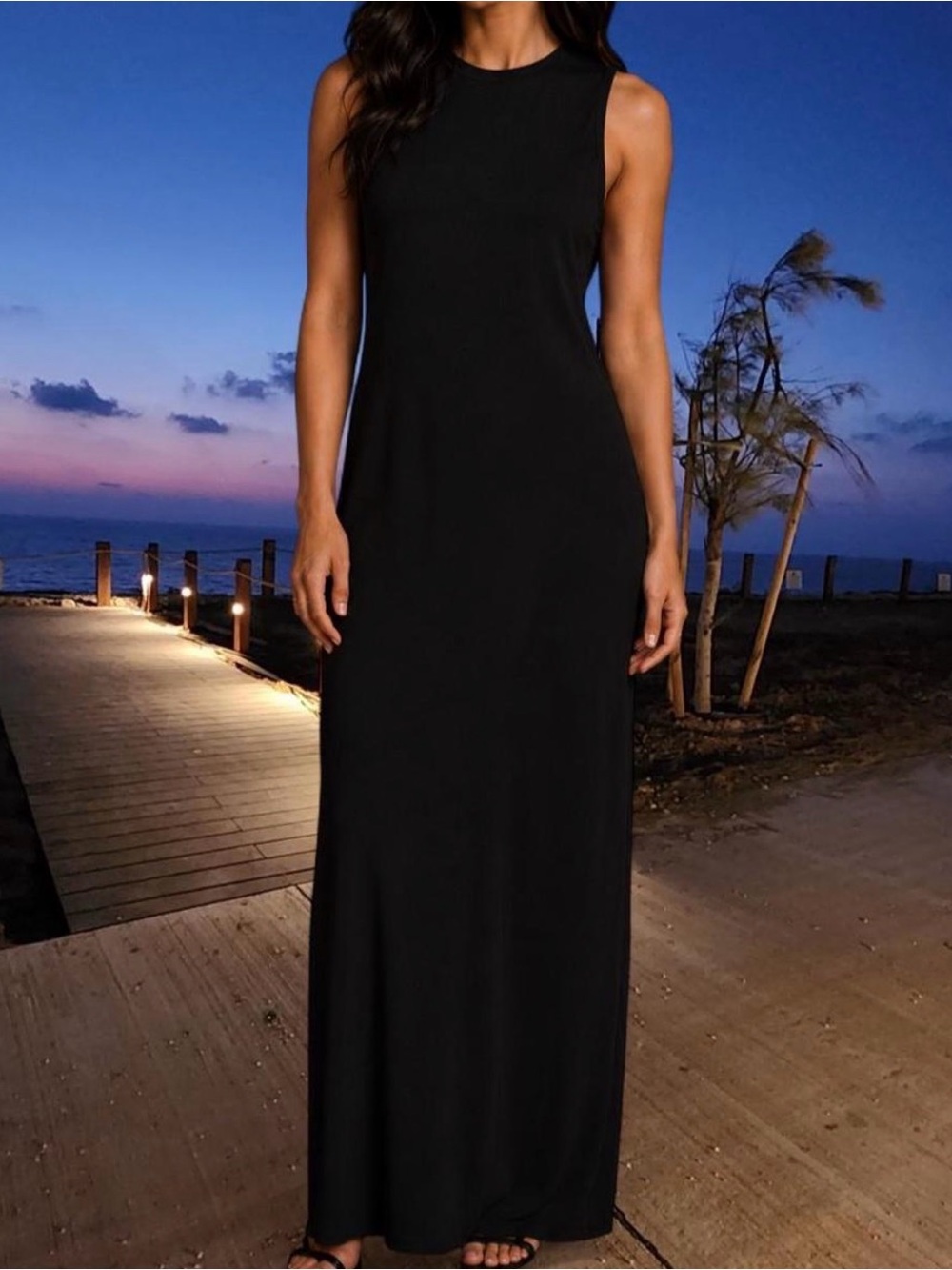 Vintage Y2K Express minimalist black maxi dress